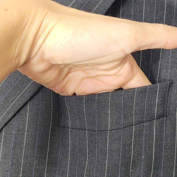 Bouet Men Black Gray Pinstripe 100% Wool Pockets Button Up Blazer Size 40R - Picture 6 of 15